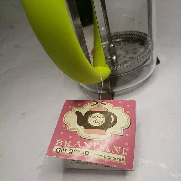 Brandani Italian Style Coffee Press Glass Chrome Chartreuse Plastic 9" - Picture 3 of 9